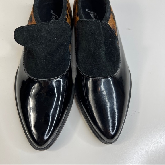 Free People Brady Slip On Leopard Cow Hair Patent Loafers Size EU 38/ US 8 - Picture 3 of 11